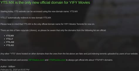 The only Official site for YIFY movies. I hope that this helps.